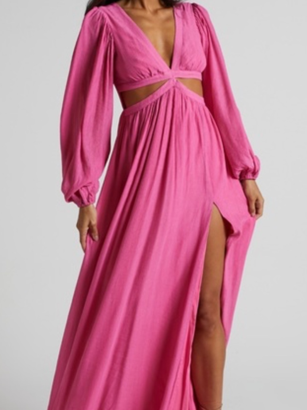 Showpo Hot Pink Maxi Dress with Balloon Sleeves